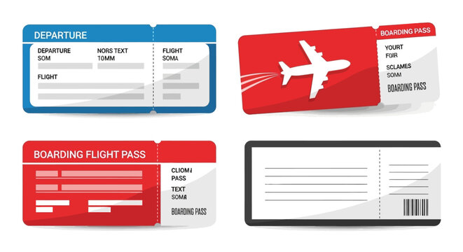Blue Airline Boarding Pass Vector Illustration, Plane Ticket Template with QR Code and Departure Information for International Flight Travel and Vacation Journey Planning Document Design