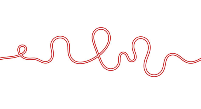 Red Roller Coaster Line Art on White Background