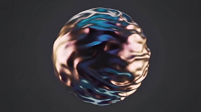 Abstract Iridescent Sphere with Flowing Surface Texture.