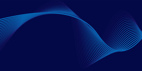 Naklejka premium Abstract glowing wave lines on dark blue background. Dynamic wave pattern. Modern flowing wavy lines. Futuristic technology concept. Suit for banner, poster, cover, brochure, flyer, website