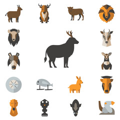 Obraz premium Collection of various animal silhouettes icons.