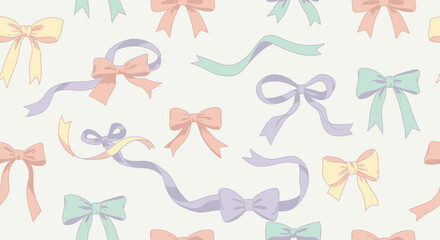 Obraz premium Colorful bows on white background.