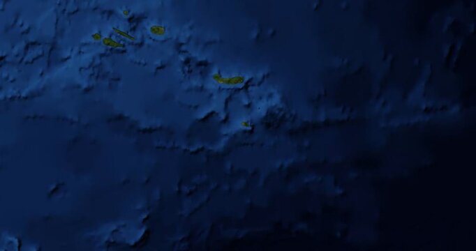 Santa Maria Island on Globe. Zoom into the island with Earth spinning in space. Locating position on high detail physical world map. Elements of this image furnished by NASA.