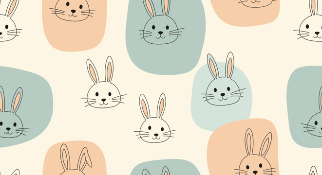 Colorful cartoon bunny faces pattern.