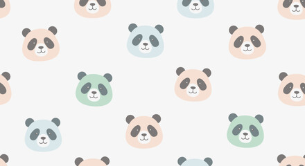 Fototapeta premium Colorful cartoon panda bear faces.