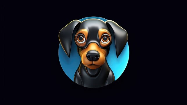 Minimal vector logo of a dog with a sly expression.