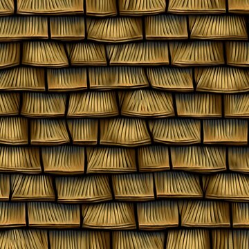 An artistic straw roofing surface with exaggerated woven thatch detail.