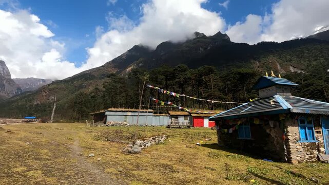 Panoramic Mountain Landscape in Barun Valley, Makalu Area.