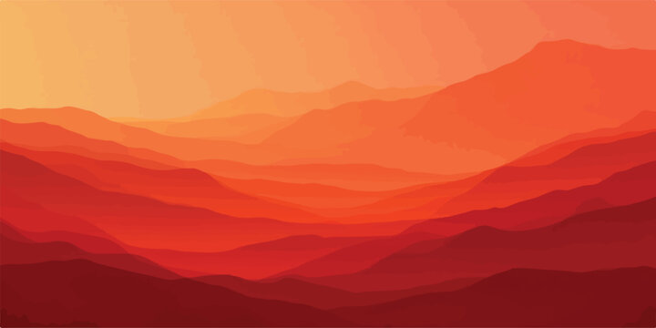 Abstract red and orange layered mountain landscape at sunset with mountains landscape abstract minimalist silhouette gradient background artistic backdrop panoramic wilderness peaceful