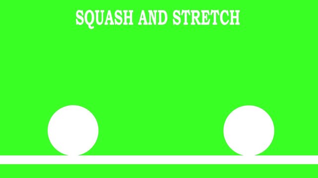 Squash and Stretch Bouncing Ball Animation Principle Demonstration. Squash and Stretch Physics Motion Loop.
