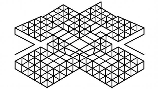 Isometric grid planes intersect in 3D space