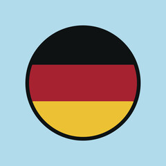 Obraz premium A circular icon featuring horizontal stripes of black red and yellow
