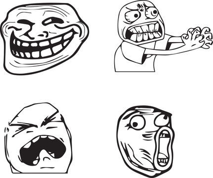 Classic Rage Comic Meme Faces Vector Collection