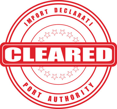 Official regulatory stamp indicating successful customs clearance for international import declarations and port authority approval, ensuring legal entry and compliance for goods