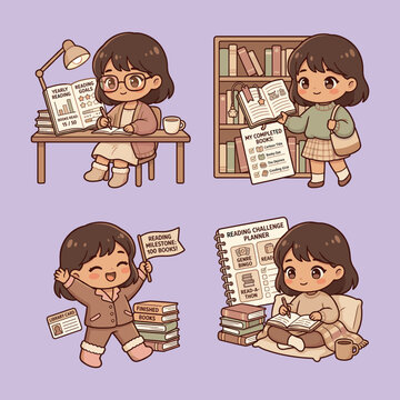 Reading Challenge Planner Illustrations