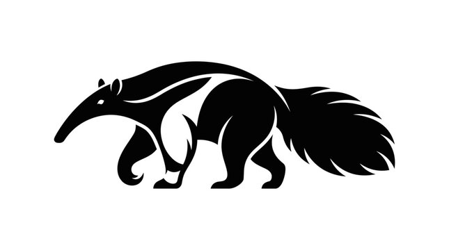 Black and white anteater animal silhouette logo.