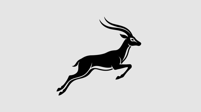 Black silhouette of a jumping gazelle or impala.