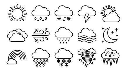 Fototapeta premium Weather conditions outline icon set