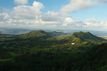 Fototapeta premium Kaneohe, Hawaii from the Pali lookout 