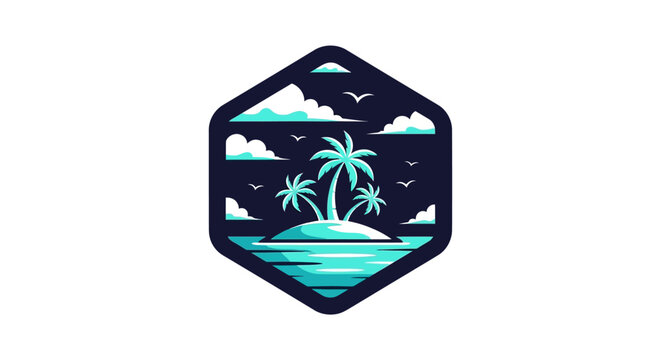 Embrace the tranquility of a serene island escape, featuring lush palm trees swaying gently over a calm ocean, perfect for a peaceful tropical getaway