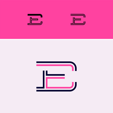 Letter E, digital alphabet cyber font, including set of three different set letters, vector illustration 10EPS