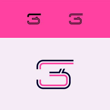 Number 3, digital numeral three, including set of three different cyber numbers 3, vector illustration 10EPS
