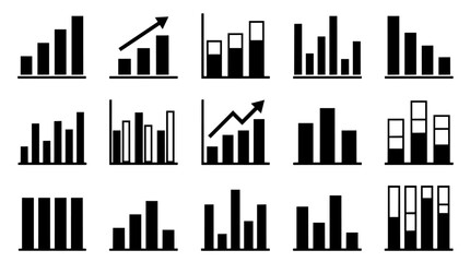 Obraz premium Collection of business data bar chart icons