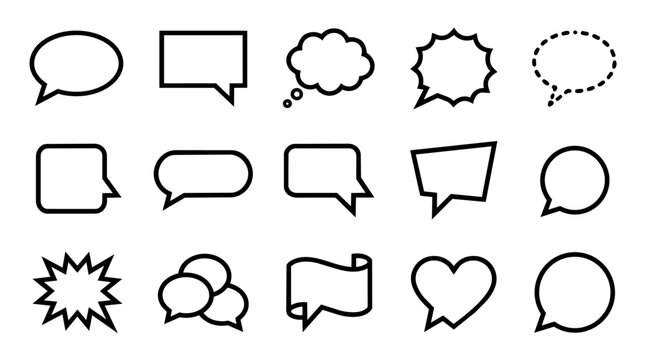 Set of diverse speech and thought bubbles