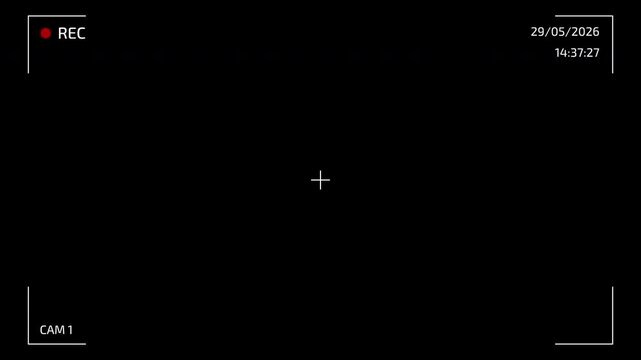 Security Camera Recording Overlay with REC Indicator and Timestamp. Surveillance Monitor Frame Animation with Alpha Channel