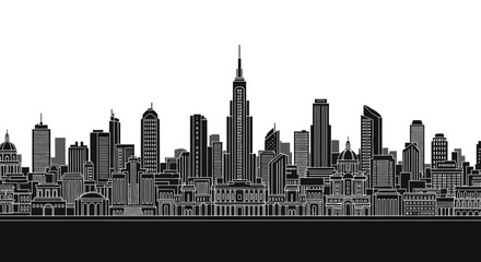 Obraz premium Modern City Skyline Silhouette Illustration for Urban Design
