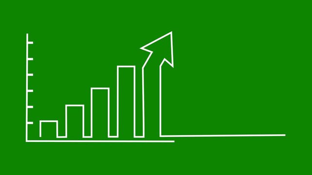 White Bar Chart Graph Showing Upward Trend on Green Background .