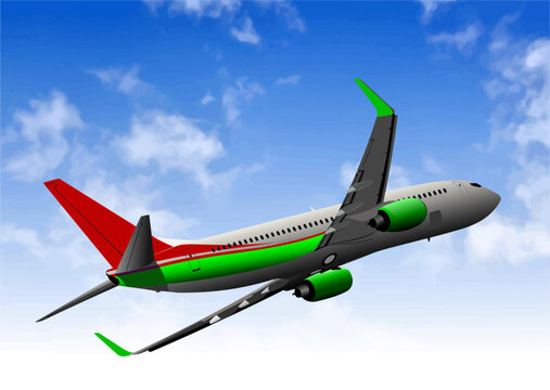 087-24-Commercial airplane flying high, illustrating travel, aviation, and transport concepts