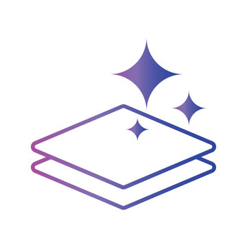 Artificial intelligence layer stack icon with sparkle effect in modern gradient style.