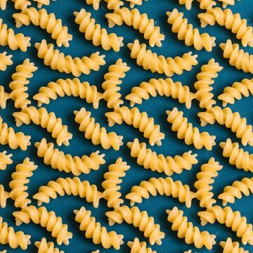4k high quality Ai generative HD photo realistic background wallpaper food set seamless pattern fabric food pasta symmetrical symmetric Italian macaroni makaroni fusilli swirl curly photography