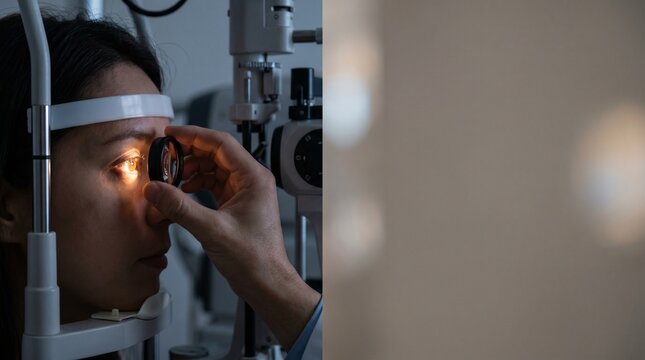 Eye Exam Close Up With Light And Lens