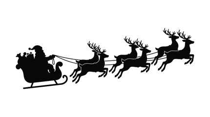 santa claus riding reindeer sleigh silhouette christmas © Ambiya