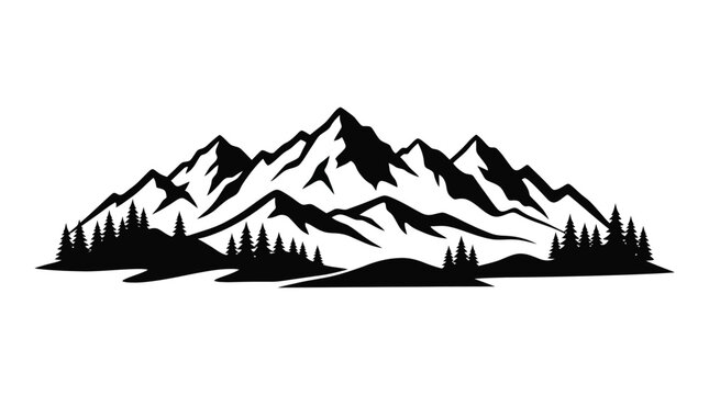 mountain range silhouette peak landscape forest tree