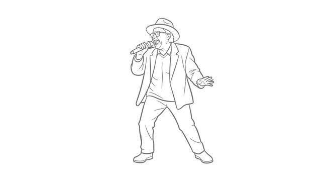 Man wearing hat and suit dancing.