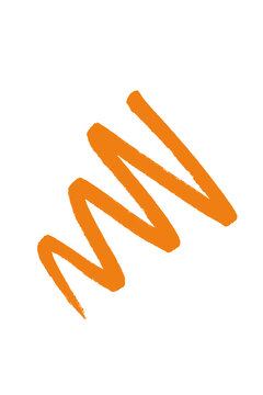Orange abstract brush stroke with a dynamic zig-zag pattern on a white background