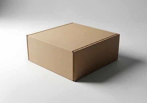 Simple brown cardboard box on a white surface