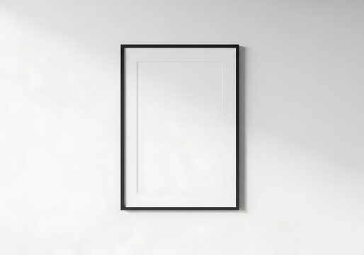 Minimalist framed white canvas on a white wall a study in simplicity