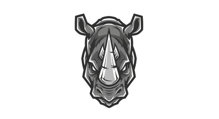 Black and white rhino head portrait. © Sari
