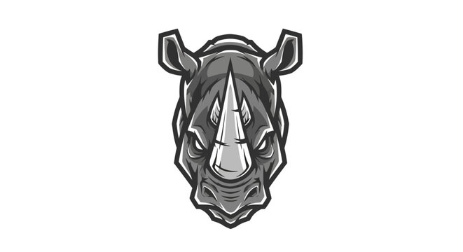 Black and white rhino head portrait.