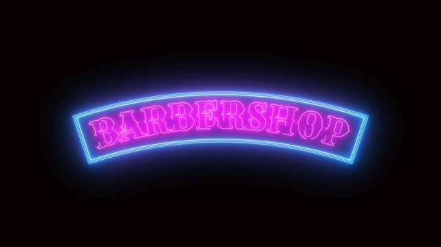 barber shop text animation with neon lights effect