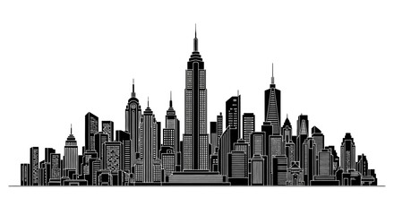 Fototapeta premium New York City Skyline Silhouette Vector Illustration