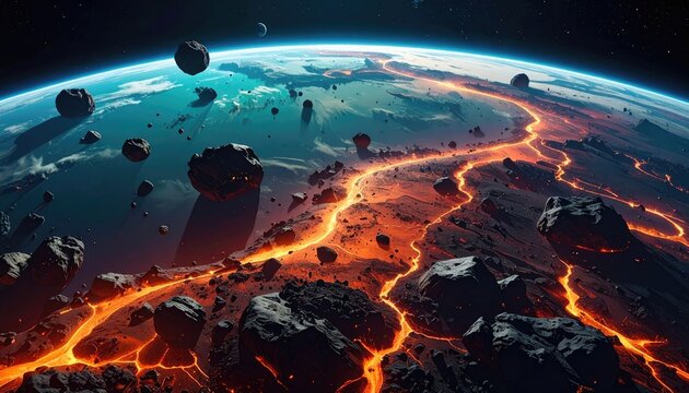Cataclysmic Asteroid Impact on a Volcanic Planet.