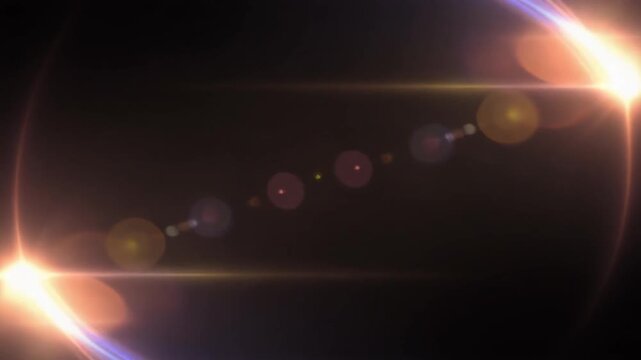 Abstract lens flare light effect on black background animation for creative projects