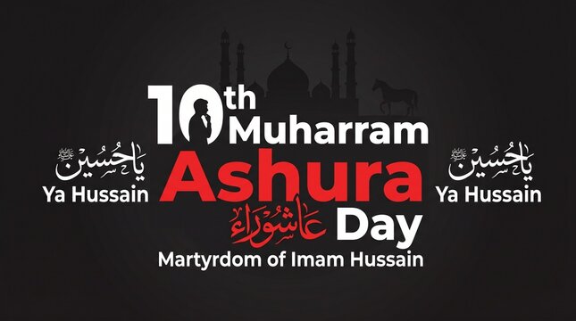 10th Muharram Ashura Day Typography Design Honoring Imam Hussain