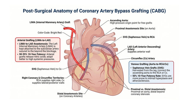 How Surgeons Bypass a Blocked Heart Artery: The Complete Illustrated Guide to CABG Arterial and Venous Graft Routes