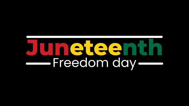 Juneteenth freedom day typography animation with pan african colors